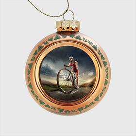 Стеклянный ёлочный шар с принтом Велогонщик в Санкт-Петербурге, Стекло | Диаметр: 80 мм | extreme | вело | велосипед | шоссейный велосипед | экстрим