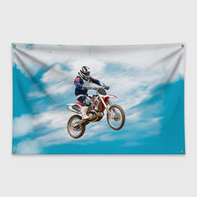 Флаг-баннер с принтом Эндуро в Санкт-Петербурге, 100% полиэстер | размер 67 х 109 см, плотность ткани — 95 г/м2; по краям флага есть четыре люверса для крепления | Тематика изображения на принте: extreme | мото | мотокросс | мотоцикл | экстрим