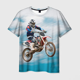 Мужская футболка 3D с принтом Эндуро в Санкт-Петербурге, 100% полиэфир | прямой крой, круглый вырез горловины, длина до линии бедер | extreme | мото | мотокросс | мотоцикл | экстрим