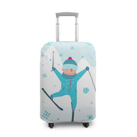 Чехол для чемодана 3D с принтом Лыжник в Санкт-Петербурге, 86% полиэфир, 14% спандекс | двустороннее нанесение принта, прорези для ручек и колес | Тематика изображения на принте: extreme | ski | skiing | горнолыжное | горные лыжи | лыжник | фристайл | экстрим