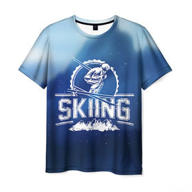Мужская футболка 3D с принтом Лыжный спорт в Санкт-Петербурге, 100% полиэфир | прямой крой, круглый вырез горловины, длина до линии бедер | extreme | ski | skiing | горнолыжное | горные лыжи | лыжник | фристайл | экстрим