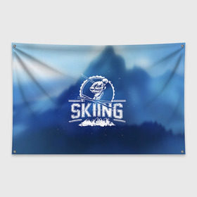 Флаг-баннер с принтом Лыжный спорт в Санкт-Петербурге, 100% полиэстер | размер 67 х 109 см, плотность ткани — 95 г/м2; по краям флага есть четыре люверса для крепления | extreme | ski | skiing | горнолыжное | горные лыжи | лыжник | фристайл | экстрим