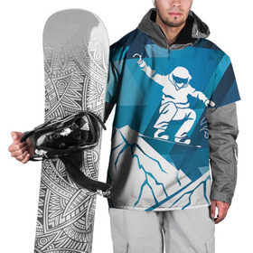 Накидка на куртку 3D с принтом Горы и сноубордист в Санкт-Петербурге, 100% полиэстер |  | extreme | snowboard | сноуборд | сноубордист | экстрим