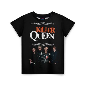 Детская футболка 3D с принтом Killer Queen в Санкт-Петербурге, 100% гипоаллергенный полиэфир | прямой крой, круглый вырез горловины, длина до линии бедер, чуть спущенное плечо, ткань немного тянется | freddie | heavy | mercury | metal | queen | rock | квин | куин | меркури | меркюри | метал | рок | фредди меркьюри | фреди | хэви