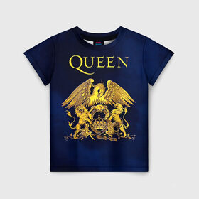 Детская футболка 3D с принтом Группа Queen в Санкт-Петербурге, 100% гипоаллергенный полиэфир | прямой крой, круглый вырез горловины, длина до линии бедер, чуть спущенное плечо, ткань немного тянется | freddie | heavy | mercury | metal | queen | rock | квин | куин | меркури | меркюри | метал | рок | фредди меркьюри | фреди | хэви