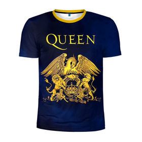 Мужская футболка 3D спортивная с принтом Группа Queen в Санкт-Петербурге, 100% полиэстер с улучшенными характеристиками | приталенный силуэт, круглая горловина, широкие плечи, сужается к линии бедра | freddie | heavy | mercury | metal | queen | rock | квин | куин | меркури | меркюри | метал | рок | фредди меркьюри | фреди | хэви