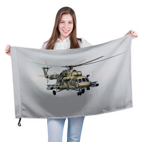 Флаг 3D с принтом МИ 8 в Санкт-Петербурге, 100% полиэстер | плотность ткани — 95 г/м2, размер — 67 х 109 см. Принт наносится с одной стороны | авиация | армия | ввс | вертолет | военная техника | ми 8 | ударный