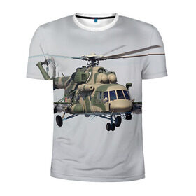 Мужская футболка 3D спортивная с принтом МИ 8 в Санкт-Петербурге, 100% полиэстер с улучшенными характеристиками | приталенный силуэт, круглая горловина, широкие плечи, сужается к линии бедра | авиация | армия | ввс | вертолет | военная техника | ми 8 | ударный