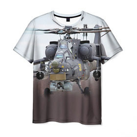 Мужская футболка 3D с принтом МИ 28 в Санкт-Петербурге, 100% полиэфир | прямой крой, круглый вырез горловины, длина до линии бедер | авиация | армия | боевой | ввс | вертолет | военная техника | ми 28 | ночной охотник | ударный