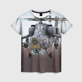Женская футболка 3D с принтом МИ 28 в Санкт-Петербурге, 100% полиэфир ( синтетическое хлопкоподобное полотно) | прямой крой, круглый вырез горловины, длина до линии бедер | авиация | армия | боевой | ввс | вертолет | военная техника | ми 28 | ночной охотник | ударный