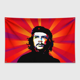 Флаг-баннер с принтом Че Гевара в Санкт-Петербурге, 100% полиэстер | размер 67 х 109 см, плотность ткани — 95 г/м2; по краям флага есть четыре люверса для крепления | куба | поп арт | революционер | чегевара