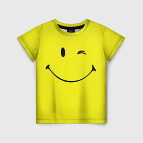 Детская футболка 3D с принтом Смайл в Санкт-Петербурге, 100% гипоаллергенный полиэфир | прямой крой, круглый вырез горловины, длина до линии бедер, чуть спущенное плечо, ткань немного тянется | emoji | smile | жёлтый | смайл | смайлик | улыбка | эмодзи | эмоции