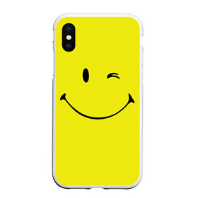 Чехол для iPhone XS Max матовый с принтом Смайл в Санкт-Петербурге, Силикон | Область печати: задняя сторона чехла, без боковых панелей | emoji | smile | жёлтый | смайл | смайлик | улыбка | эмодзи | эмоции