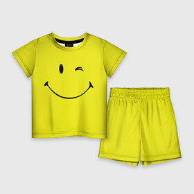 Детский костюм с шортами 3D с принтом Смайл в Санкт-Петербурге,  |  | emoji | smile | жёлтый | смайл | смайлик | улыбка | эмодзи | эмоции
