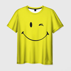 Мужская футболка 3D с принтом Смайл в Санкт-Петербурге, 100% полиэфир | прямой крой, круглый вырез горловины, длина до линии бедер | emoji | smile | жёлтый | смайл | смайлик | улыбка | эмодзи | эмоции