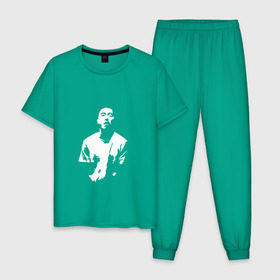 Мужская пижама хлопок с принтом Скриптонит в Санкт-Петербурге, 100% хлопок | брюки и футболка прямого кроя, без карманов, на брюках мягкая резинка на поясе и по низу штанин
 | баста