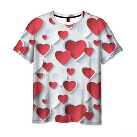 Мужская футболка 3D с принтом Сердца в Санкт-Петербурге, 100% полиэфир | прямой крой, круглый вырез горловины, длина до линии бедер | день святого валентина | любовь | сердца