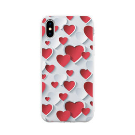 Чехол для Apple iPhone X силиконовый матовый с принтом Сердца в Санкт-Петербурге, Силикон | Печать на задней стороне чехла, без боковой панели | день святого валентина | любовь | сердца