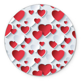 Коврик круглый с принтом Сердца в Санкт-Петербурге, резина и полиэстер | круглая форма, изображение наносится на всю лицевую часть | день святого валентина | любовь | сердца