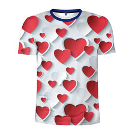 Мужская футболка 3D спортивная с принтом Сердца в Санкт-Петербурге, 100% полиэстер с улучшенными характеристиками | приталенный силуэт, круглая горловина, широкие плечи, сужается к линии бедра | день святого валентина | любовь | сердца