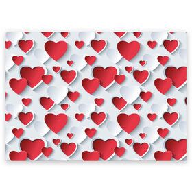 Поздравительная открытка с принтом Сердца в Санкт-Петербурге, 100% бумага | плотность бумаги 280 г/м2, матовая, на обратной стороне линовка и место для марки
 | день святого валентина | любовь | сердца