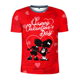 Мужская футболка 3D спортивная с принтом Valentine`s Day в Санкт-Петербурге, 100% полиэстер с улучшенными характеристиками | приталенный силуэт, круглая горловина, широкие плечи, сужается к линии бедра | valentines day | любовь | поцелуй | сердца