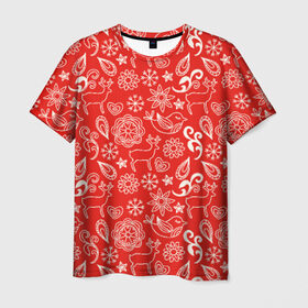 Мужская футболка 3D с принтом Новогодний микс в Санкт-Петербурге, 100% полиэфир | прямой крой, круглый вырез горловины, длина до линии бедер | Тематика изображения на принте: новый год | олени | снежинки | текстуры