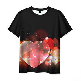 Мужская футболка 3D с принтом Сердца в Санкт-Петербурге, 100% полиэфир | прямой крой, круглый вырез горловины, длина до линии бедер | 14 февраля | love | валентин | влюбленные | любовь | сердечко | сердце