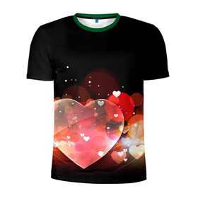 Мужская футболка 3D спортивная с принтом Сердца в Санкт-Петербурге, 100% полиэстер с улучшенными характеристиками | приталенный силуэт, круглая горловина, широкие плечи, сужается к линии бедра | 14 февраля | love | валентин | влюбленные | любовь | сердечко | сердце