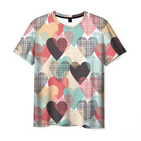 Мужская футболка 3D с принтом Сердечки в Санкт-Петербурге, 100% полиэфир | прямой крой, круглый вырез горловины, длина до линии бедер | 14 февраля | love | валентин | влюбленные | любовь | сердечко | сердце