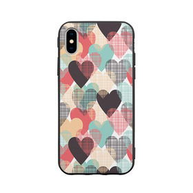 Чехол для Apple iPhone X силиконовый матовый с принтом Сердечки в Санкт-Петербурге, Силикон | Печать на задней стороне чехла, без боковой панели | 14 февраля | love | валентин | влюбленные | любовь | сердечко | сердце