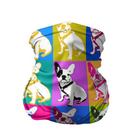 Бандана-труба 3D с принтом Французский бульдог в Санкт-Петербурге, 100% полиэстер, ткань с особыми свойствами — Activecool | плотность 150‒180 г/м2; хорошо тянется, но сохраняет форму | поп арт восстановлено | собака | французский бульдог
