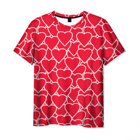Мужская футболка 3D с принтом Сердца в Санкт-Петербурге, 100% полиэфир | прямой крой, круглый вырез горловины, длина до линии бедер | любовь | орнамент | сердца