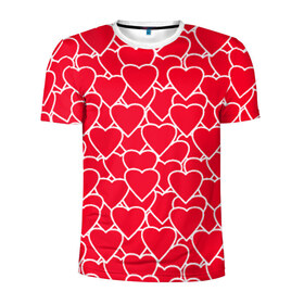 Мужская футболка 3D спортивная с принтом Сердца в Санкт-Петербурге, 100% полиэстер с улучшенными характеристиками | приталенный силуэт, круглая горловина, широкие плечи, сужается к линии бедра | любовь | орнамент | сердца