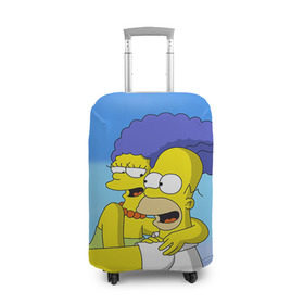 Чехол для чемодана 3D с принтом Гомер и Мардж в Санкт-Петербурге, 86% полиэфир, 14% спандекс | двустороннее нанесение принта, прорези для ручек и колес | гомер