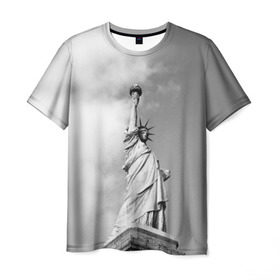 Мужская футболка 3D с принтом Статуя Свободы в Санкт-Петербурге, 100% полиэфир | прямой крой, круглый вырез горловины, длина до линии бедер | америка | нью йорк | статуя свободы | сша | штаты