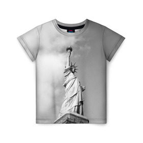Детская футболка 3D с принтом Статуя Свободы в Санкт-Петербурге, 100% гипоаллергенный полиэфир | прямой крой, круглый вырез горловины, длина до линии бедер, чуть спущенное плечо, ткань немного тянется | америка | нью йорк | статуя свободы | сша | штаты