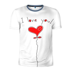 Мужская футболка 3D спортивная с принтом Я тебя люблю в Санкт-Петербурге, 100% полиэстер с улучшенными характеристиками | приталенный силуэт, круглая горловина, широкие плечи, сужается к линии бедра | воздушный | сердце | шар | я тебя люблю