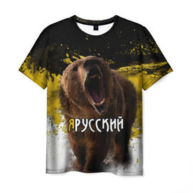 Мужская футболка 3D с принтом Я русский в Санкт-Петербурге, 100% полиэфир | прямой крой, круглый вырез горловины, длина до линии бедер | русь