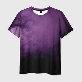 Мужская футболка 3D с принтом Фиолетовый дым в Санкт-Петербурге, 100% полиэфир | прямой крой, круглый вырез горловины, длина до линии бедер | smoke | дым