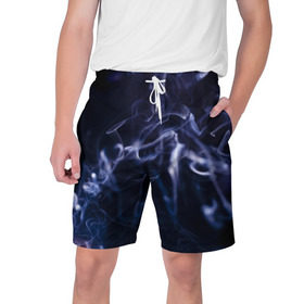 Мужские шорты 3D с принтом Синий дым в Санкт-Петербурге,  полиэстер 100% | прямой крой, два кармана без застежек по бокам. Мягкая трикотажная резинка на поясе, внутри которой широкие завязки. Длина чуть выше колен | темный