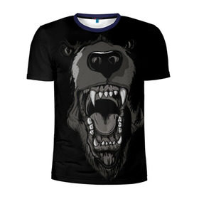 Мужская футболка 3D спортивная с принтом Grizzly bear в Санкт-Петербурге, 100% полиэстер с улучшенными характеристиками | приталенный силуэт, круглая горловина, широкие плечи, сужается к линии бедра | bear | балалайка | водка | медведь