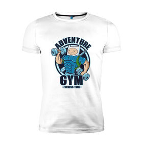 Мужская футболка премиум с принтом Adventure Gym в Санкт-Петербурге, 92% хлопок, 8% лайкра | приталенный силуэт, круглый вырез ворота, длина до линии бедра, короткий рукав | 