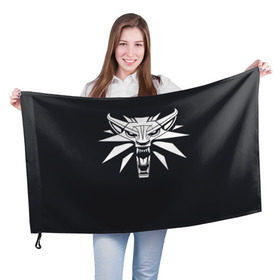 Флаг 3D с принтом Witcher в Санкт-Петербурге, 100% полиэстер | плотность ткани — 95 г/м2, размер — 67 х 109 см. Принт наносится с одной стороны | ведьмак