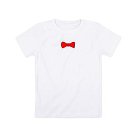 Детская футболка хлопок с принтом Bow Tie в Санкт-Петербурге, 100% хлопок | круглый вырез горловины, полуприлегающий силуэт, длина до линии бедер | бабочка | бант | галстук