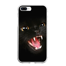 Чехол для iPhone 7Plus/8 Plus матовый с принтом Черный кот в Санкт-Петербурге, Силикон | Область печати: задняя сторона чехла, без боковых панелей | Тематика изображения на принте: глаза | клыки | хищник | черный кон