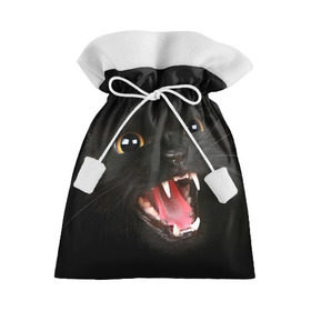 Подарочный 3D мешок с принтом Черный кот в Санкт-Петербурге, 100% полиэстер | Размер: 29*39 см | глаза | клыки | хищник | черный кон
