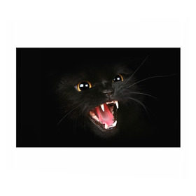 Бумага для упаковки 3D с принтом Черный кот в Санкт-Петербурге, пластик и полированная сталь | круглая форма, металлическое крепление в виде кольца | глаза | клыки | хищник | черный кон
