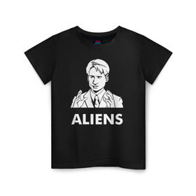 Детская футболка хлопок с принтом Aliens в Санкт-Петербурге, 100% хлопок | круглый вырез горловины, полуприлегающий силуэт, длина до линии бедер | fox | mulder | the x files | малдер | фокс