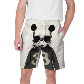 Мужские шорты 3D с принтом Панда в Санкт-Петербурге,  полиэстер 100% | прямой крой, два кармана без застежек по бокам. Мягкая трикотажная резинка на поясе, внутри которой широкие завязки. Длина чуть выше колен | Тематика изображения на принте: панда